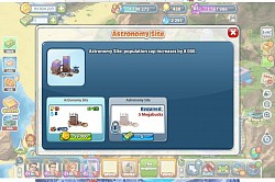 Development of Astronomy Site, with Population Cap increase by 8,000,  Cost : 59,000 or 5 Megabucks.